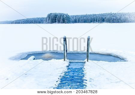 photo of ice swimming place from Kuhmo, Finland.