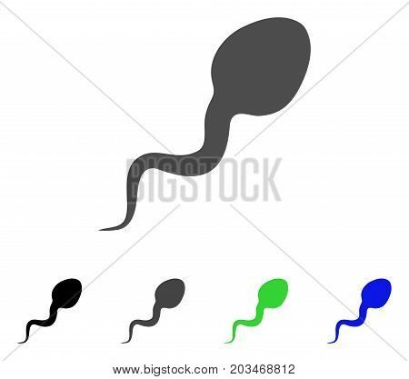 Spermatozoon icon. Vector illustration style is a flat iconic spermatozoon symbol with black, gray, green, blue color variants. Designed for web and software interfaces.