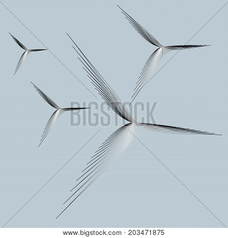 spirographic abstract pattern black lines on light blue background