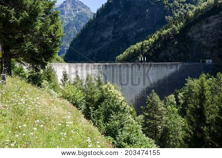 Dam Of Malvaglia On Blenio Valley