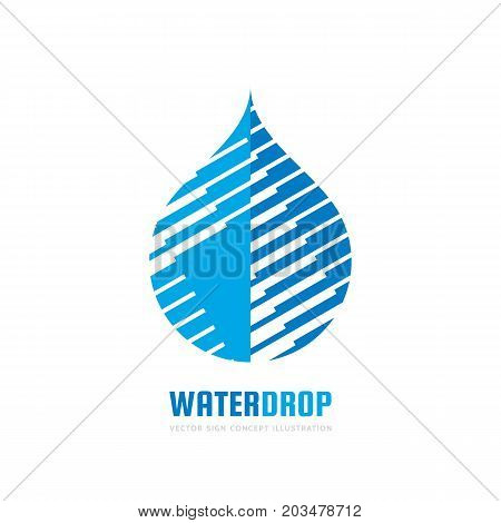 Water drop - vector logo template concept illustration. Abstract sign in blue color. Design element.