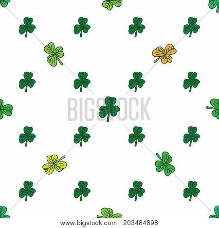 Dark and light green clover pattern on white. St. Patrick day.
