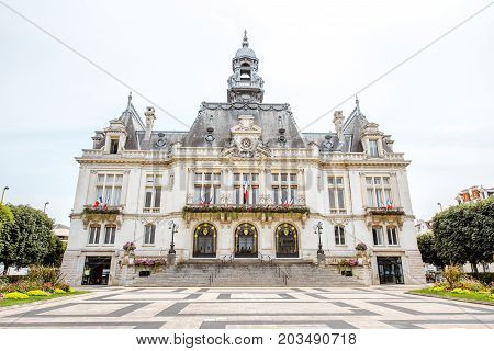 VICHY, FRANCE - August 01, 2017: View on the city hall building in Vichy city in the Allier department of central France
