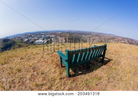 Chair overlooking birds-eye of Pinetown westmead Industrial park alonside Marianhil N2 toll highway