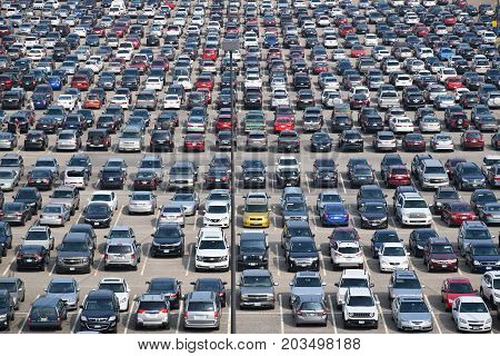 SEP 1, 2017 - Minneapolis, MN: Veiw of parking lots around the Mall of America in Minneapolis, MN