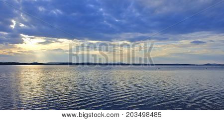 Evening Lake In Cloudy Weather