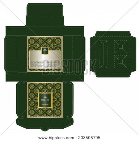 Luxury box design for a set of skin care products with die cut tray template for cosmetic containers. Illustration vector