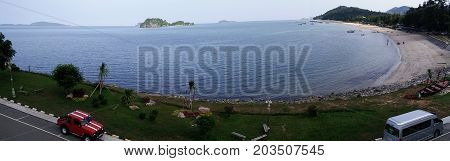 CHUMPON,THAILAND 2017 : Bay view on the hill top.