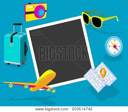 Cool travel photos design template. EPS10 vector.