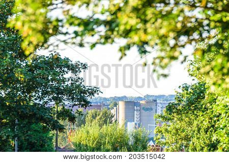 Northampton UK - Aug 15 2017: Cloudy Day Cityscape View of Northampton UK.