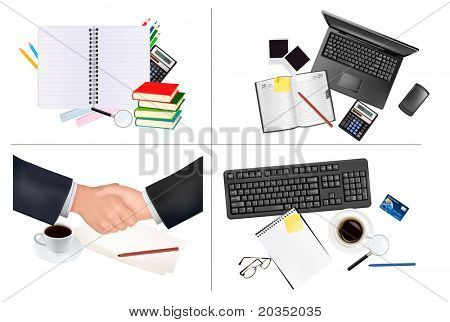 Stort sæt af business og office baggrunde. Vektor illustration.