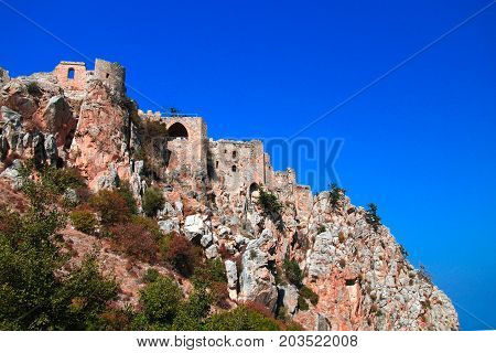 Exterior of Saint Hilarion Castle at Kirenia, Northen Cyprus