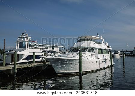 sunset and luxury yacht in the sea Florida
