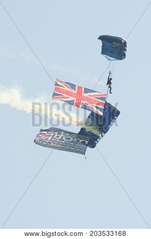 Clacton Essex United Kingdom -25 August 2017: British Army Parachutists at Clacton free airshow