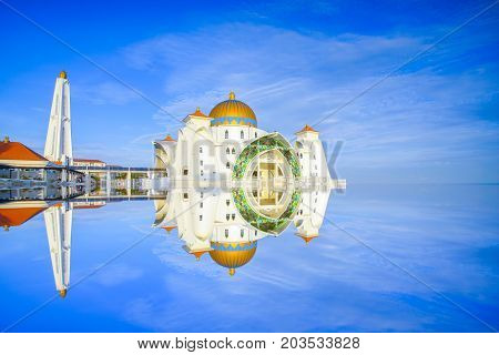 Morning View At Malacca Straits Mosque ( Masjid Selat Melaka).
