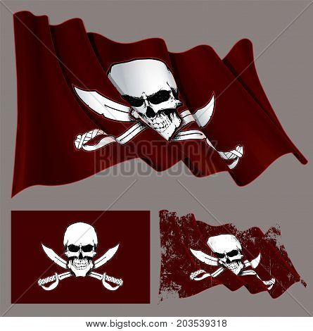 Waving Pirate Flag Skull And Swords