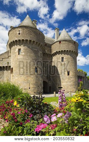 Medieval town walls turrets and churches of Guerande France