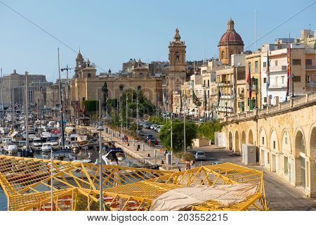 Boats And Yachts Anchoring In Valletta, Malta