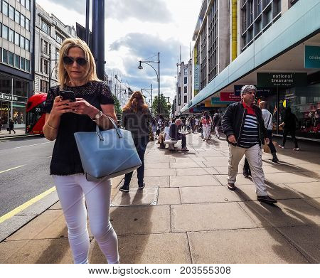 People In Oxford Street In London (hdr)