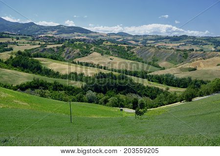 Summer landscape near Rivalta di Lesignano de Bagni (Parma Emilia-Romagna Italy) with the typical rocky inlets