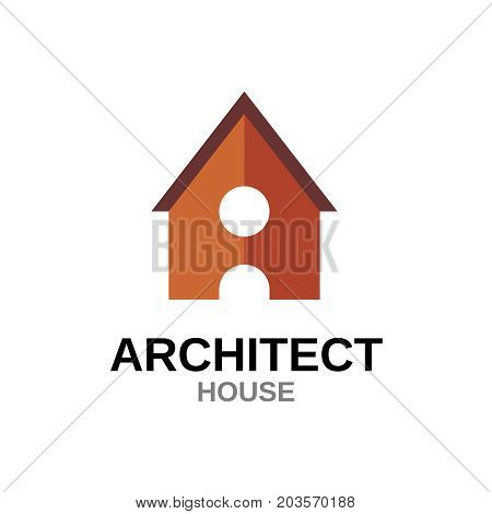 Letter A house logo concept. Residential architect symbol. Building with door and window.