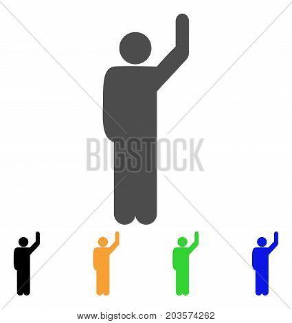 Hitchhike Pose icon. Vector illustration style is a flat iconic hitchhike pose symbol with black, grey, green, blue, yellow color variants. Designed for web and software interfaces.
