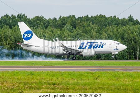 Boeing 737 Utair Airlines, Airport Pulkovo, Russia Saint-petersburg August 10, 2017