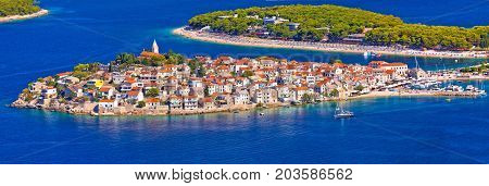 Adriatic Tourist Destination Of Primosten Aerial Panoramic Archipelago View