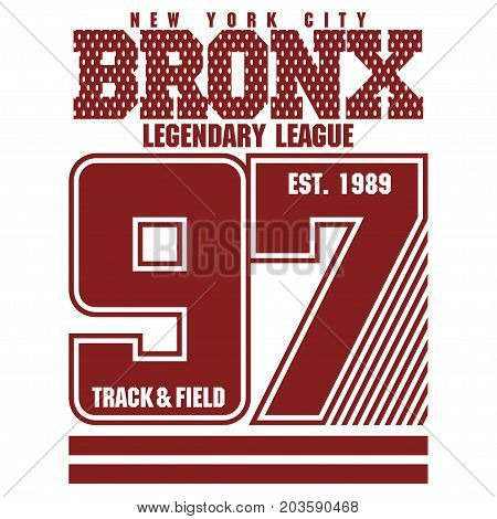 New York Bronx Sport wear typography emblem, t-shirt stamp graphics, tee print, athletic apparel design