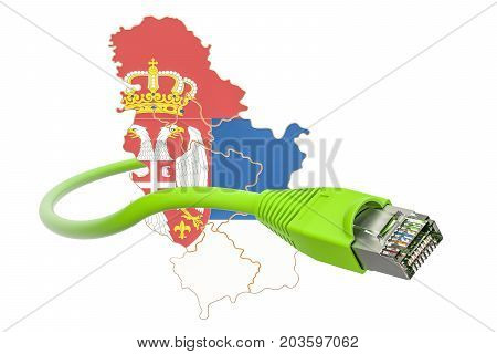 Internet connection in Serbia concept. 3D rendering isolated on white background