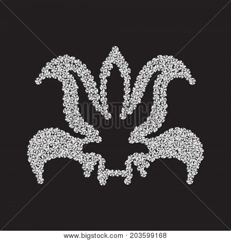Lily of diamonds on a black background. Vector illustration