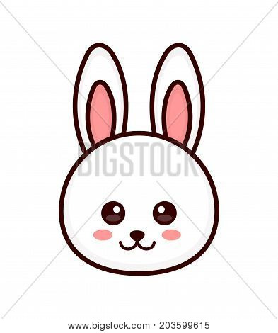 Cute bunny. rabbit face. Vector modern line outline flat style cartoon character illustration. Isolated on white background. Design for child kids rabbit t-shirt