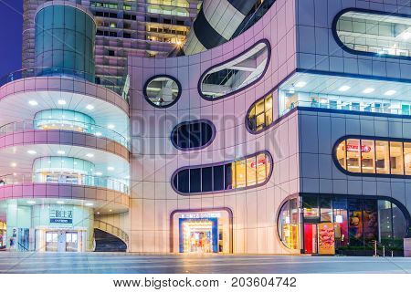 TAIPEI TAIWAN - JUNE 28: This is Syntrend Creative Park a popular modern shopping mall which sells consumer electronics on June 28 2017 in Taipei
