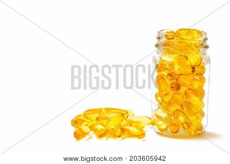 Fish Oil Omega 3 With Vitamin D Capsules Good For Heart Health On A White Backguound Healthy Diet Co