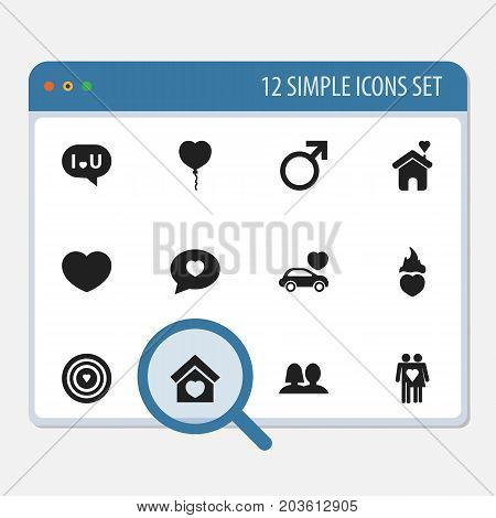 Set Of 12 Editable Amour Icons. Includes Symbols Such As Confession, Male Sign, Couple And More