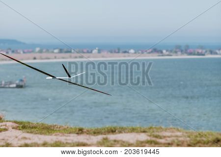 Rc Soaring Plane On Blue Sky