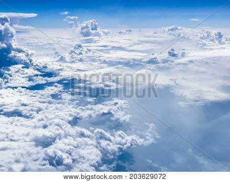 Cloudscape. view from the window of an airplane flying in the clouds
