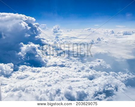 Cloudscape. view from the window of an airplane flying in the clouds