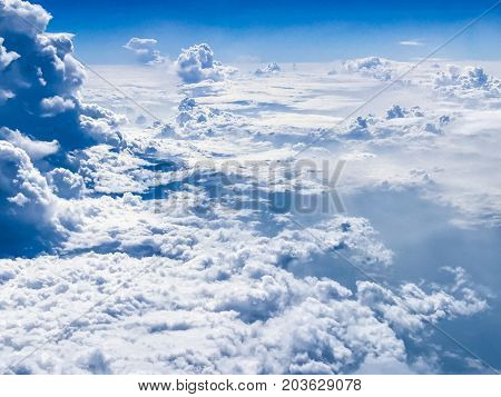 Cloudscape. view from the window of an airplane flying in the clouds