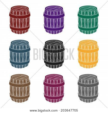 Oak barrel beer. A barrel in which beer is brewed. Pub single icon in black style vector symbol stock web illustration.