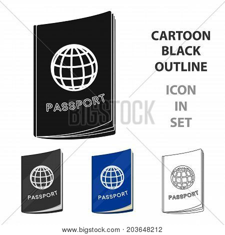 Passport icon in cartoon design isolated on white background. Rest and travel symbol stock vector illustration.