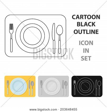 Served table icon in cartoon design isolated on white background. Rest and travel symbol stock vector illustration.