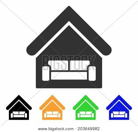 House Interrior icon. Vector illustration style is a flat iconic house interrior symbol with black, grey, green, blue, yellow color variants. Designed for web and software interfaces.