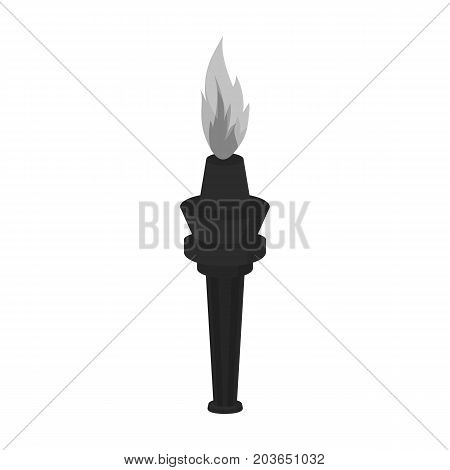 Street lamp in the form of a torch with an open fire.Lamppost single icon in monochrome style vector symbol stock illustration .