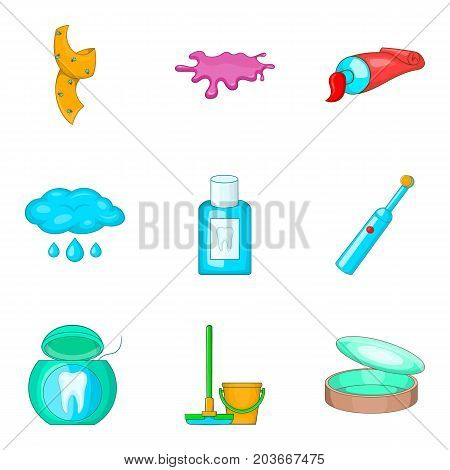 House personal hygiene icon set. Cartoon set of 9 house personal hygiene vector icons for web design isolated on white background