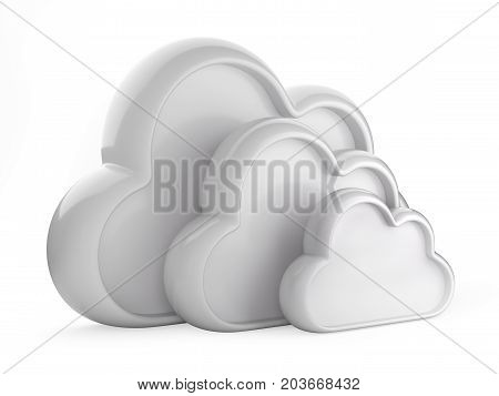 Cloud computing and database - combined symbol. Isolated 3D illustration isolated on w hite background.
