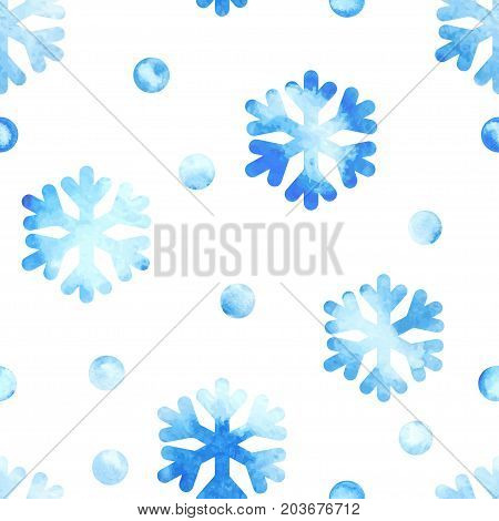 seamless watercolor pattern with snowflakes. Vector background