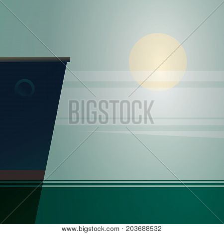 Bow o the ship in hazy conditions over the ocean. Artistic abstract vector illustration as symbol of transportation and travel. Eps10 vector illustration