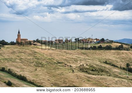 Summer landscape along the road from Serramazzoni to Marano sul Panaro (Modena Emilia Romagna Italy) at summer