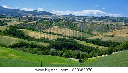 Summer landscape near Rivalta di Lesignano de Bagni (Parma Emilia-Romagna Italy) with the typical rocky inlets